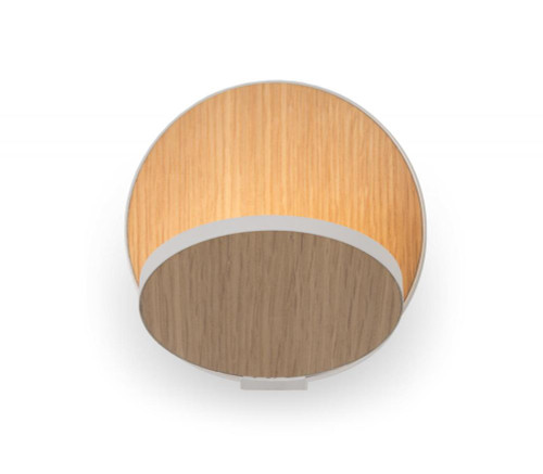 Gravy Wall Sconce, LED, Matte White, White Oak Plate, 5"H (GRW-S-MWT-WOK-HW 407U9QP)