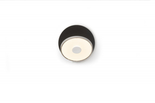 Gravy Wall Sconce, LED, Silver, Metallic Black Plate, 5"H (GRW-S-SIL-MBK-HW 407UFME)