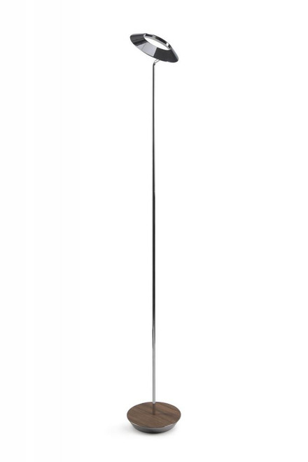 Royyo Floor Lamp, LED, Chrome, Oiled Walnut Base, 45.5"H (RYO-SW-CRM-OWT-FLR 407UEN3)