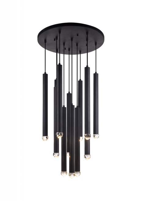Reign Pendant, 12-Light, LED, Black, Matte Black, 24"H (C78312MB 305XK2Y)