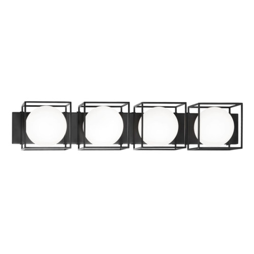 Squircle Bath Bar Vanity, 4-Light, Black, 35"W, Matteo Lighting (S03804BK 305UT72)