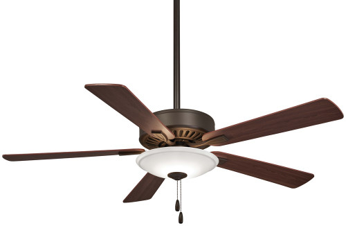 Contractor Uni-Pack Ceiling Fan, 5-Blade, 1-Light, LED, Oil Rubbed Bronze, Medium Maple/Dark Walnut Blades, 52"W (F656L-ORB EMA5)