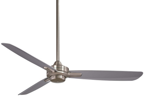 Rudolph Ceiling Fan, 3-Blade, Brushed Nickel, Silver Blades, 52"W (F727-BN/SL EMAX)