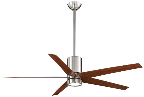 Symbio Ceiling Fan, 5-Blade, 1-Light, LED, Brushed Nickel, Dark Walnut Blades, 56"W (F828-BN/DW ELC0)