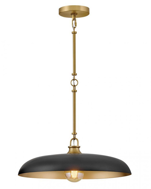 Hinkley Sadie Large Dome Pendant Lacquered Brass, Black 18.0"W x 6.25"H x 18.0"L 