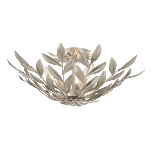 Crystorama Broche 4 Light Antique Silver Semi Flush Mount, Crystorama 560-SA 2NYDT 
