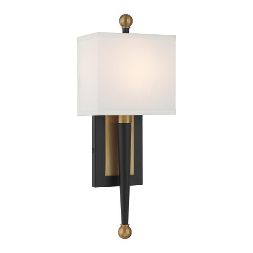 Crystorama Ardson 1 Light Matte Black + Vibrant Gold Sconce, Crystorama ARD-832-MK-VG 2NZAD 