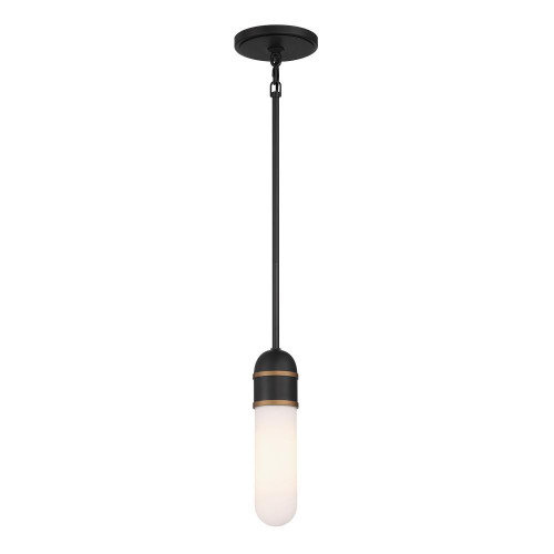 Crystorama Brian Patrick Flynn Capsule 1 Light LED Matte Black + Textured Gold Mini Pendant, Crystorama CAP-8511-MK-TG 2NZAU 