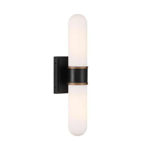 Crystorama Brian Patrick Flynn Capsule 2 Light LED Matte Black + Textured Gold Sconce, Crystorama CAP-8512-MK-TG 2NZAV 