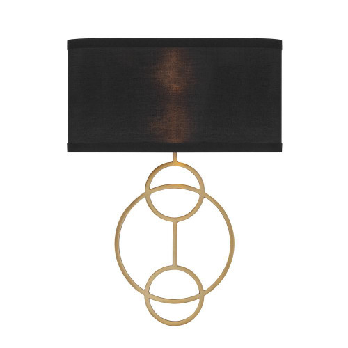 Crystorama Laurel 2 Light Vibrant Gold Sconce, Crystorama LRL-992-VG-BK 2P08L 