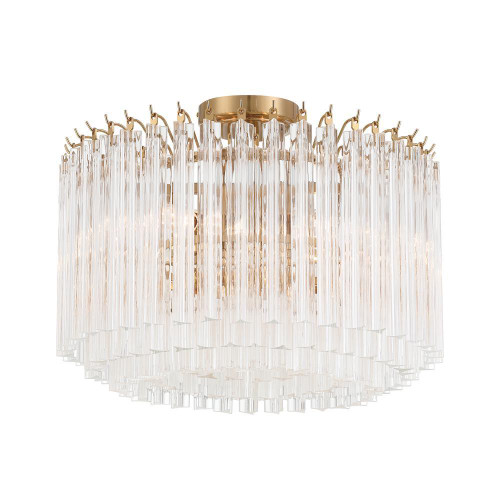 Crystorama Lofton 5 Light Aged Brass Semi Flush Mount, Crystorama LOF-5005-AG_CEILING 2P08G 