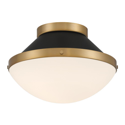 Crystorama Xander 1 Light Vibrant Gold + Matte Black Flush Mount, Crystorama XAN-8001-VG-MK 2P0AL 