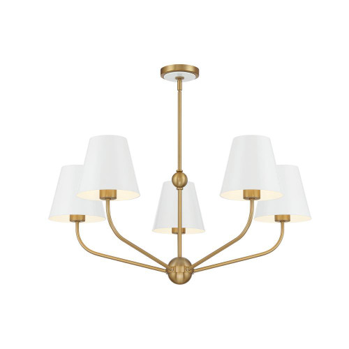 Crystorama Xavier 5 Light Vibrant Gold + White Chandelier, Crystorama XAV-B9315-VG-WH 2P0AX 