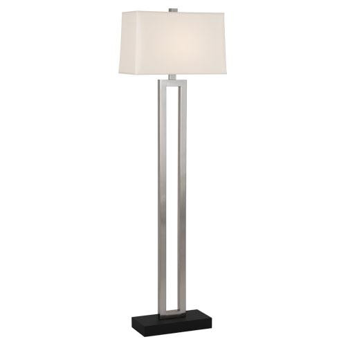 Doughnut Floor Lamp, 1-Light, Antique Silver, Rectangular Snowflake Fabric Shade, 59.75 (108X 21J7Y)