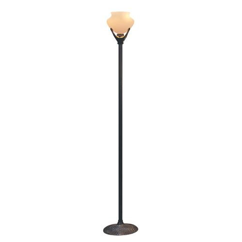 Beaux Arts Torchiere, 1-Light, Antiqued Rust, Frosted Amber Seeded Glass Shade, 69 (9824BRN 27PH0)