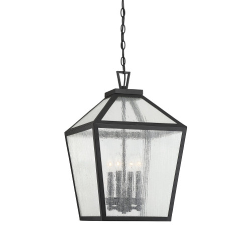 Woodstock Outdoor Hanging Lantern, 4-Light, Black, Glass Shade, 23.5"H (5-104-BK 1QWRF)
