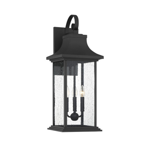 Hancock Outdoor Wall Sconce, 3-Light, Matte Black, Glass Shade, 27.75"H, Savoy House (5-452-BK 1QZPM)