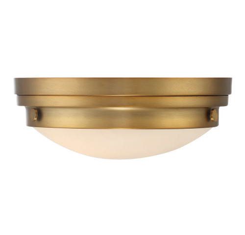 Lucerne Flush Mount, 2-Light, Warm Brass, Glass Shade, 13.25"W (6-3350-14-322 1JXCT)