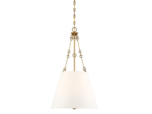 Austin Pendant, 4-Light, Warm Brass, White Fabric Shade, 32.25"H, Savoy House (7-2201-4-322 1N0ZD)