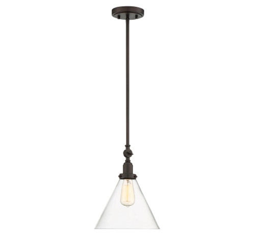 Drake Pendant, 1-Light, English Bronze, Glass Shade, 10.25"H, Savoy House (7-9132-1-13 1MXZH)