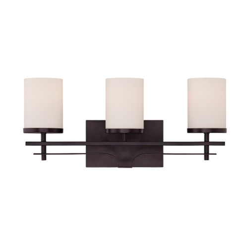 Colton Bath Vanity Light, 3-Light, English Bronze, Glass Shade, 20.5"W, Savoy House (8-338-3-13 1JWDC)