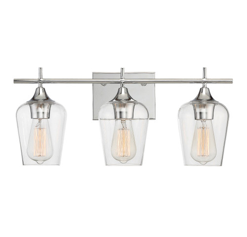 Octave Bath Vanity Light, 3-Light, Polished Chrome, Glass Shade, 21"W Savoy House (8-4030-3-11 1MW1F)