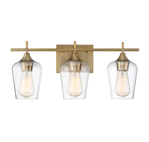 Octave Bath Vanity Light, 3-Light, Warm Brass, Glass Shade, 21"W Savoy House (8-4030-3-322 1MXZX)