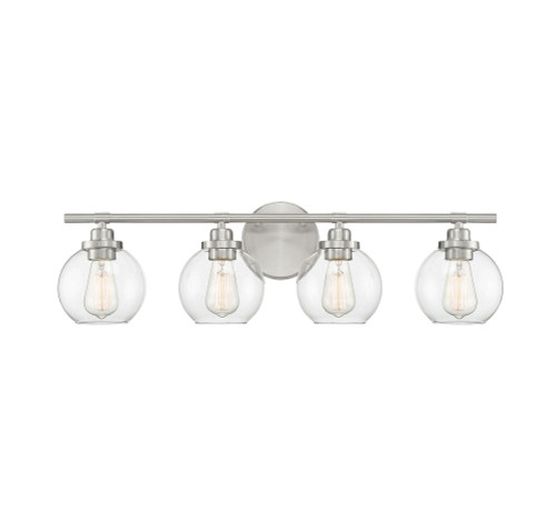 Carson Bath Vanity Light, 4-Light, Satin Nickel, Glass Shade, 30"W (8-4050-4-SN 1R1K7)