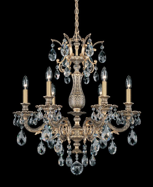 Milano Chandelier, 6-Light, Antique Silver, Clear Swarovski Crystal, 24"W (5676-48S AN0Q9)