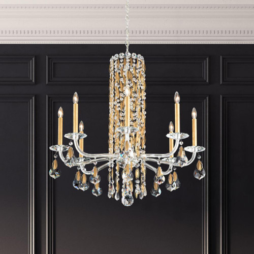 Sarella Chandelier, 8-Light, Polished Stainless Steel, Clear Heritage Crystal, 30"W (RS83081N-401H 1J5WVT)