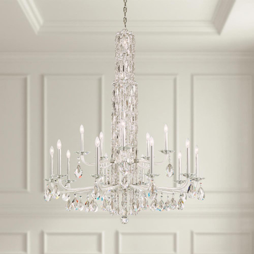 Sarella Chandelier, 15-Light, Antique Silver, Clear Heritage Crystal, 40.5"W (RS84151N-48H 1J5WWY)