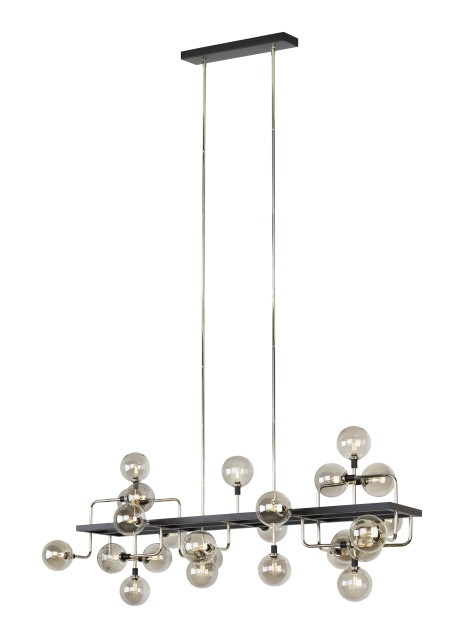 Viaggio Linear Chandelier, 25-Light, LED, Chrome, Round Glass Globes, 56"W (700LSVGOSN-LED927 70DR2P7)