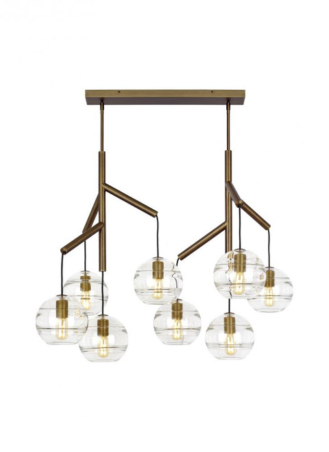 Sedona Double Chandelier, 8-Light, Aged Brass, Transparent Glass Orb, 24.5"W (700SDNMPL2CR 70E7GUW)