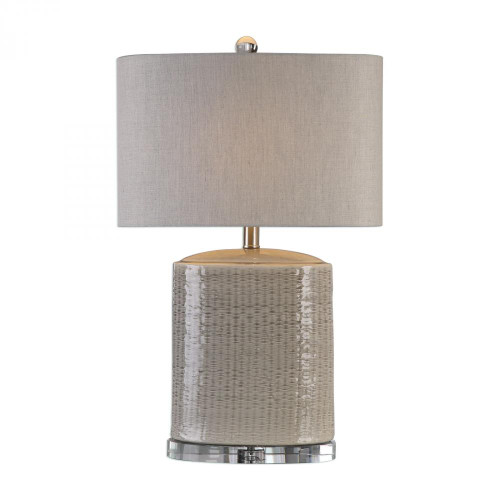 Modica Table Lamp, 1-Light, Ceramic, Taupe Gray Glaze, Brushed Nickel, 26"H (27231-1 9U9XN)