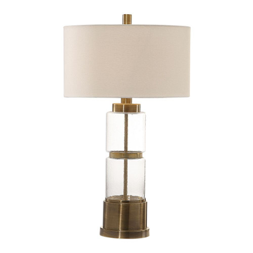 Vaiga Table Lamp, 1-Light, Glass Column, Antique Brass, 31"H (27830-1 A0DAK)
