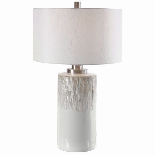 Georgios Table Lamp, 1-Light, Cylinder, Aged White, Brushed Nickel, 29"H (26354-1 A3A3D)