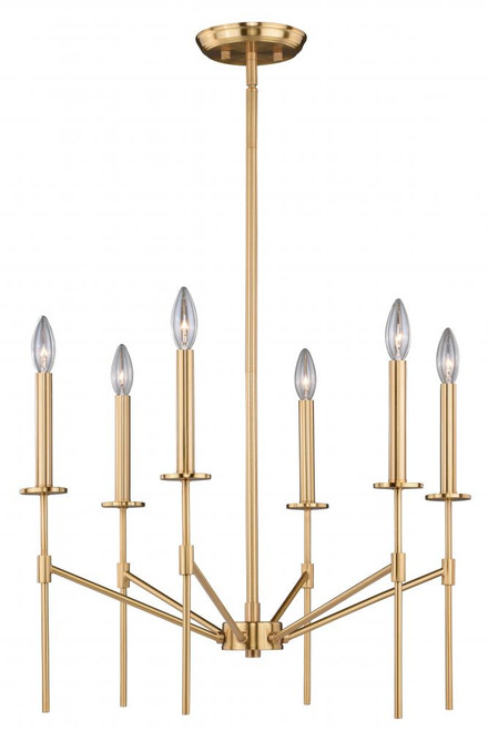 Kedzie Chandelier, 6-Light, Natural Brass, 24"W (H0178 F7ZJ)