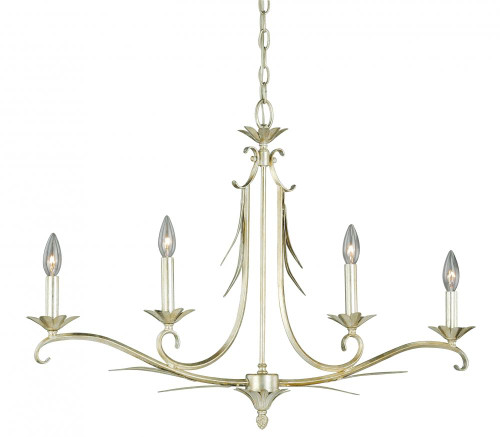 Austen Linear Chandelier, 4-Light, Silver Leaf, 33.5"W (P0099 F23P)