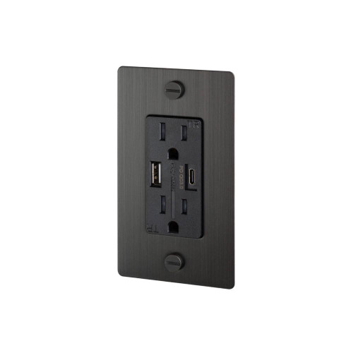 Buster + Punch 1G Combination Duplex Outlet And Usb-A + C Charger, Without Logo, Smoked Bronze 