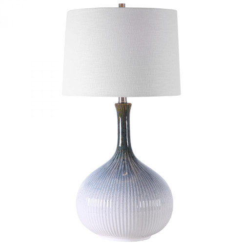 Eichler Table Lamp, 1-Light, Mid-Century, Cream, Light Blue, Indigo, Brushed Nickel, 28"H (28347-1 A3FXE)