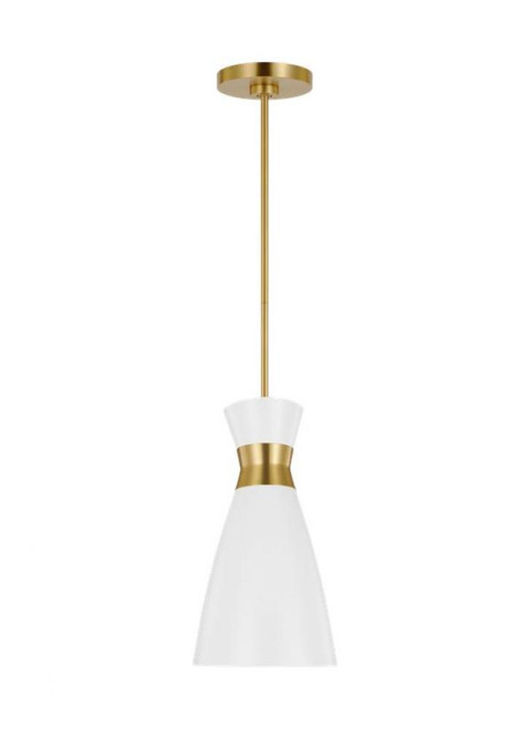 Heath Mini Pendant, 1-Light, Matte White And Burnished Brass, 8.13"W (EP1221MWTBBS 706U2KG)