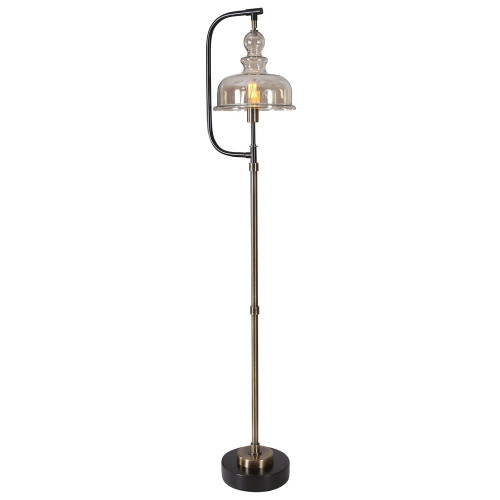 Elieser Floor Lamp, 1-Light, Industrial, Antique Brushed Brass, Rusted Aged Black, 69"H (28193-1 A3C0D)
