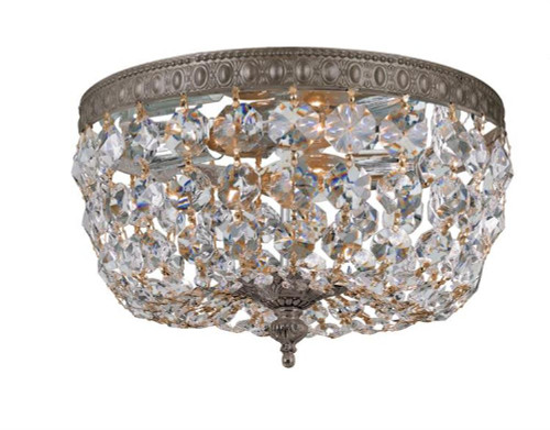 Ceiling Mount 2 Light Flush Mount - English Bronze, Swarovski Spectra Crystal 6.5"H