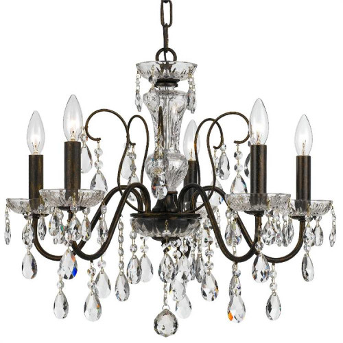 Butler Chandelier - English Bronze, Hand Cut Crystal 18.5"H