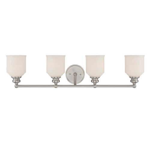 Melrose Bath Vanity Light, 4-Light, Satin Nickel, Glass Shade, 33.5"W (8-6836-4-SN 1JYA9)