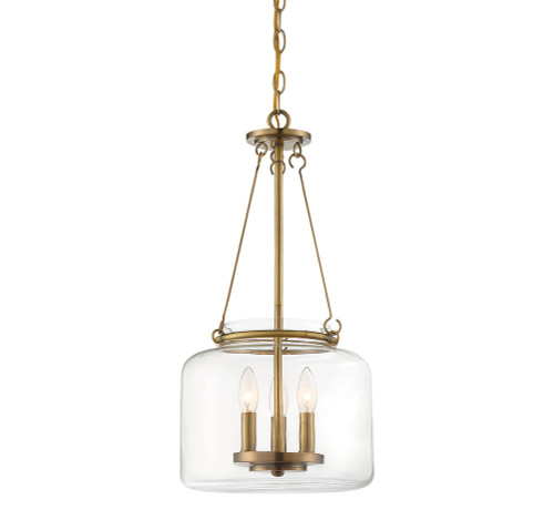 Akron Pendant, 3-Light, Warm Brass, Glass Shade, 24"H (7-9006-3-322 1MXZ2)