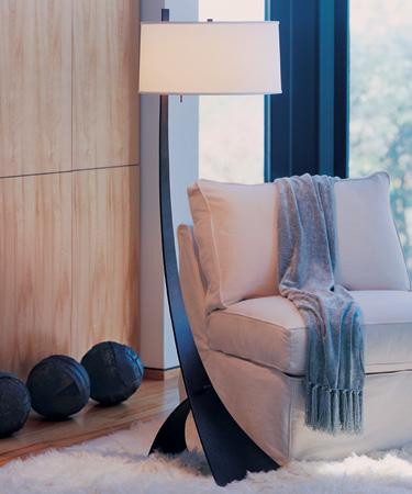 Stasis Floor Lamp, 1-Light, Natural Iron, Natural Anna Shade, 58.5"H (232666-SKT-20-SF1995 L4QTV)