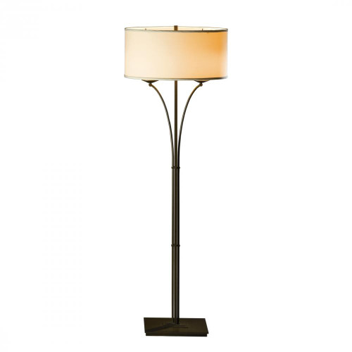 Contemporary Formae Floor Lamp, 2-Light, Black, Natural Anna Shade, 58.1"H (232720-SKT-10-SF1914 L4RQZ)