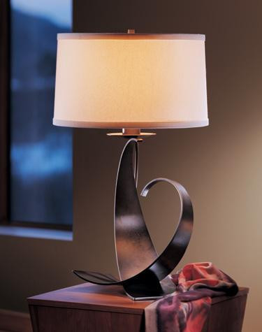 Fullered Impressions Table Lamp, 1-Light, Black, Natural Anna Shade, 29"H (272678-SKT-10-SF1794 303HC2)