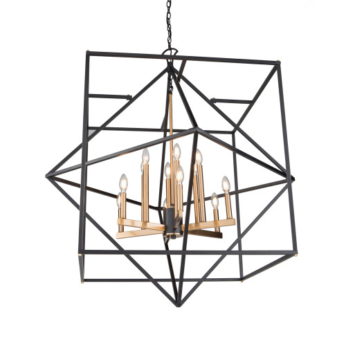 Roxton Chandelier, 12-Light, Matte Black, Harvest Brass, 42"W (AC11202 3404000A)